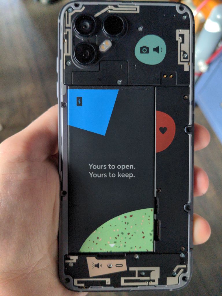 Fairphone 4 with rear cover removed